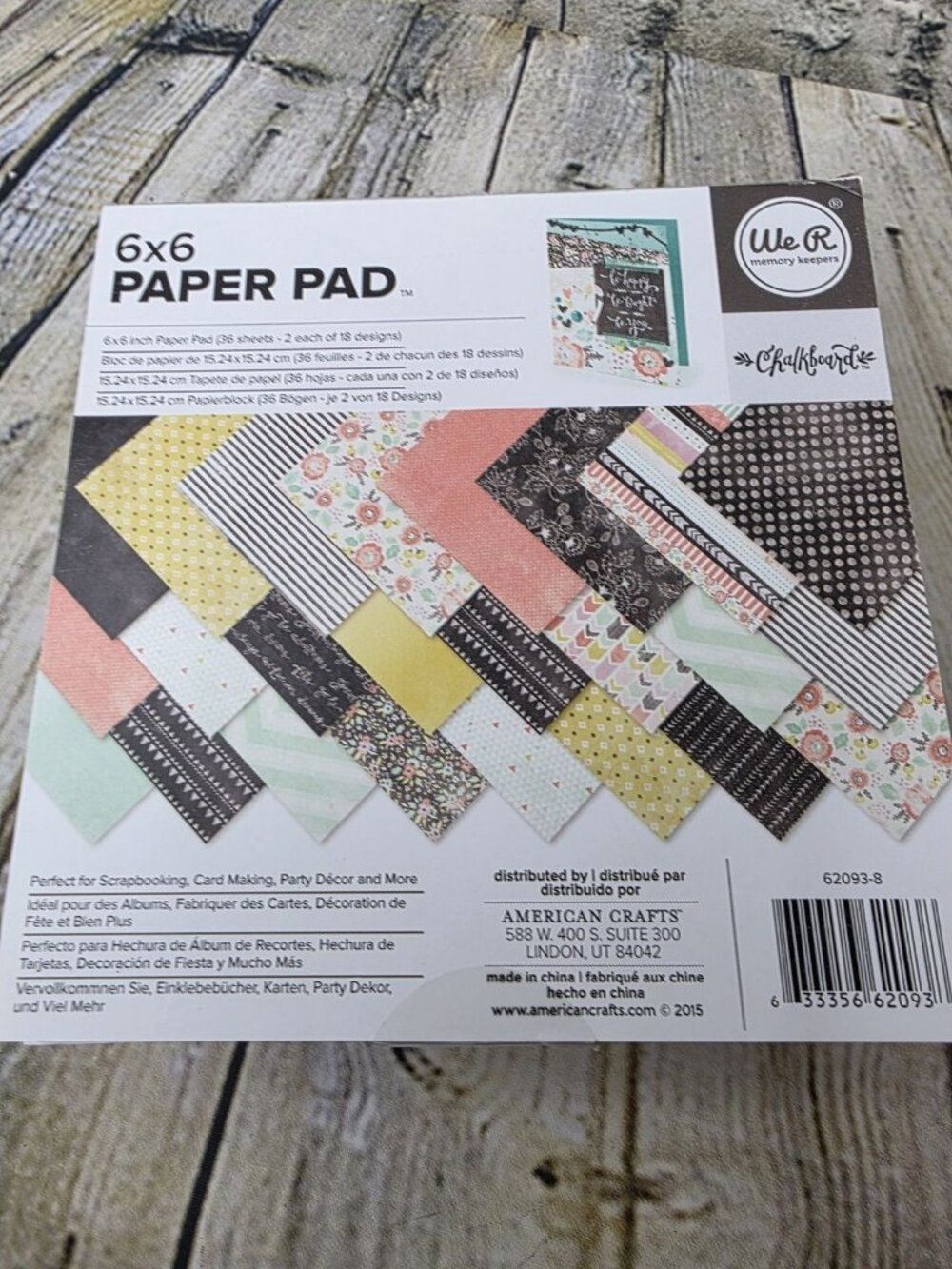 We R Memory Keepers 6 x 6 Scrapbook Paper 36 Sheets Chalkboard Patterns